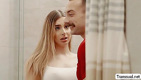 Cute blonde fucked and swallows cum