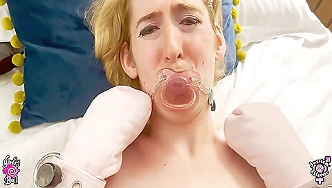 Blonde cutie with huge natural boobs and cock